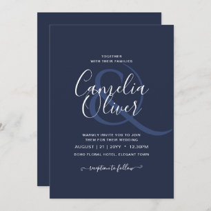 Invitation BUDGET Marine MARIAGE monochrome bleu