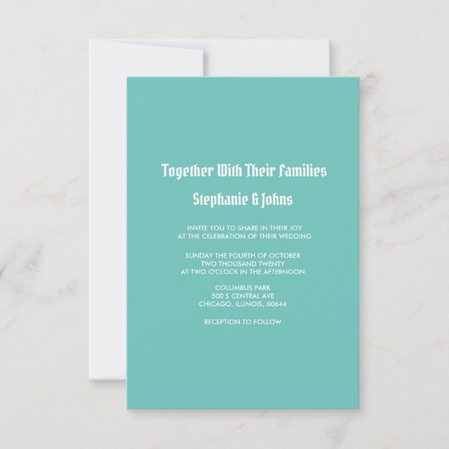Invitation Budget Minimaliste Moderne Turquoise Bleu Blanc Ma (Devant)