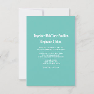 Invitation Budget Minimaliste Moderne Turquoise Bleu Blanc Ma