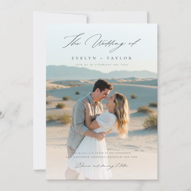 Invitation Budget Modern Boho 2 Photo Wedding (Devant)