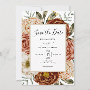 Invitation Budget Neutre Boho terracotta Enregistrer la date