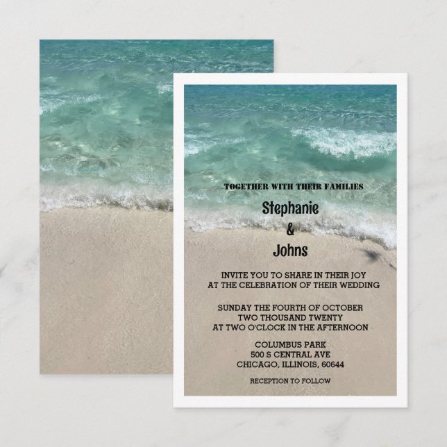 Invitation Budget Plage Turquoise Océan sablonneux Destinatio (Devant / Derrière)