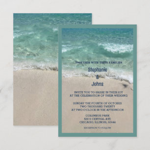 Invitation Budget Plage Turquoise Turquoise Sandy Mariage Océ