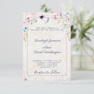 Invitation Budget Plutôt rose et violet mariage floral Invi