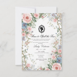 Invitation Budget Purple Florals Bridgerton Birthday Party