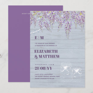 Invitation Budget Purple Wisteria Dusty Blue Mariage
