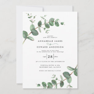 Invitation Budget QR code Watercolor Eucalyptus botanique Inv