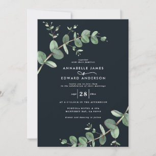 Invitation Budget QR code Watercolor Eucalyptus botanique Inv