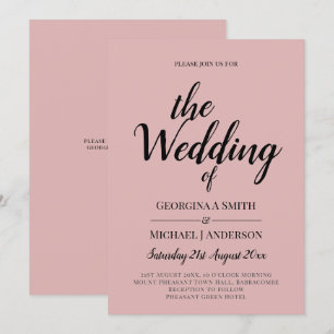 Invitation BUDGET Rose clair Dusté rose Mariage monochrome