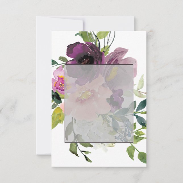 Invitation Budget simple Fleurs rose et violet mariage  (Devant)