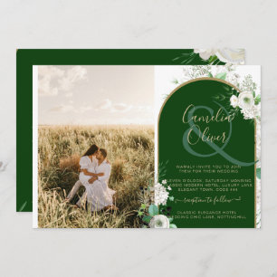 Invitation Budget Tout-en-1 Roses blanches Mariage vert Code