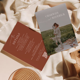 Invitation Budget tout en un + code QR Mariage en terre cuite