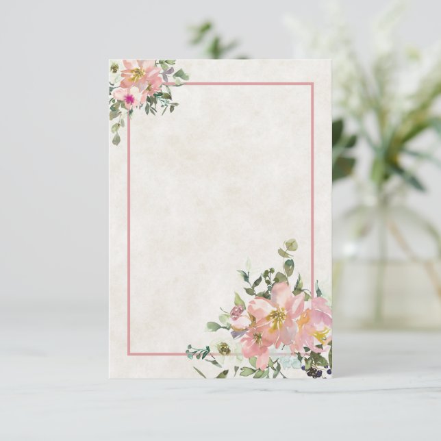 Invitation Budget vierge Blush et coquille d'œuf floral maria (Debout devant)