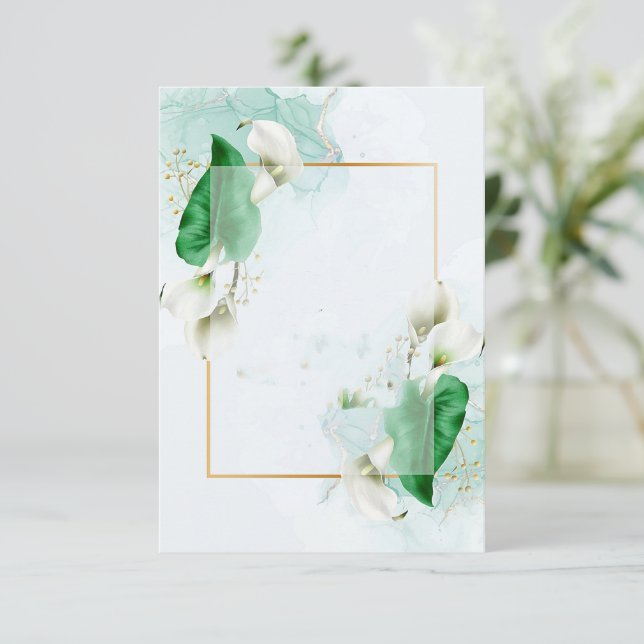 Invitation Budget vierge Élégant calla lys mariage (Debout devant)