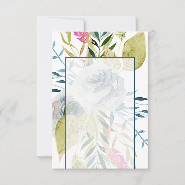 Invitation Budget vierge Fleurs aquarelles bleues mariage  (Devant)
