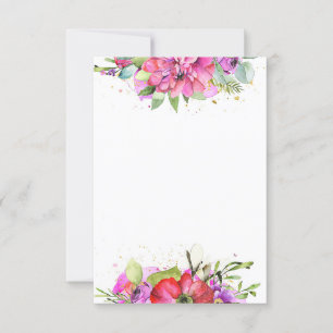 Invitation Budget vierge Fleurs aquarelles roses mariage 