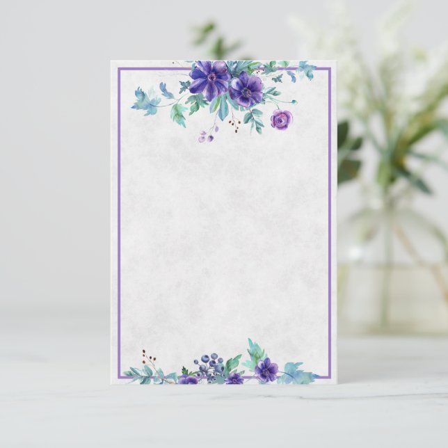 Invitation Budget vierge Fleurs aquarelles violettes Invitati (Debout devant)