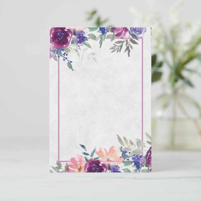 Invitation Budget vierge Fleurs mariage violet et orange Inv (Debout devant)