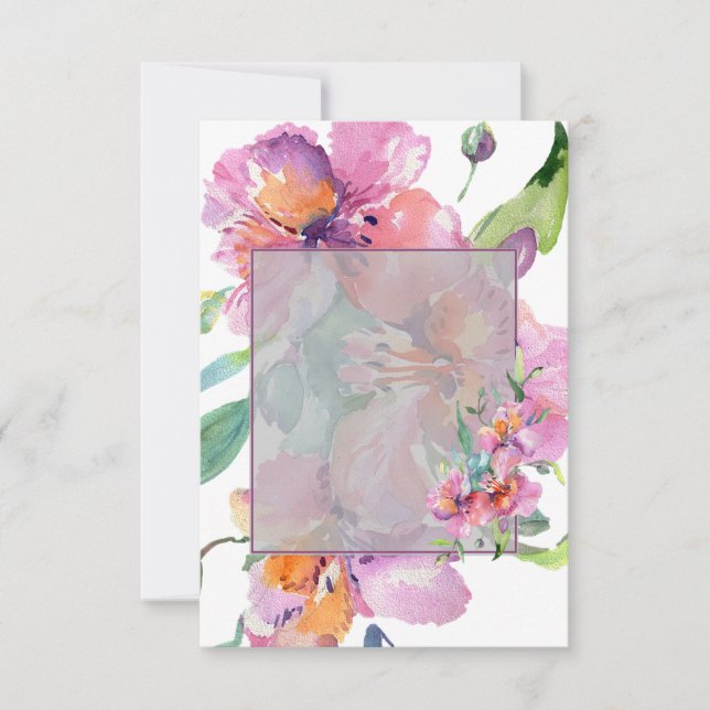 Invitation Budget vierge Fleurs rose et violet mariage  (Devant)
