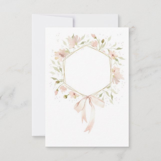 Invitation Budget vierge Fleurs rose pastel mariage  (Devant)