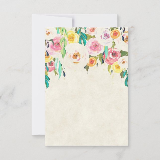 Invitation Budget vierge Joli mariage floral pastel (Devant)