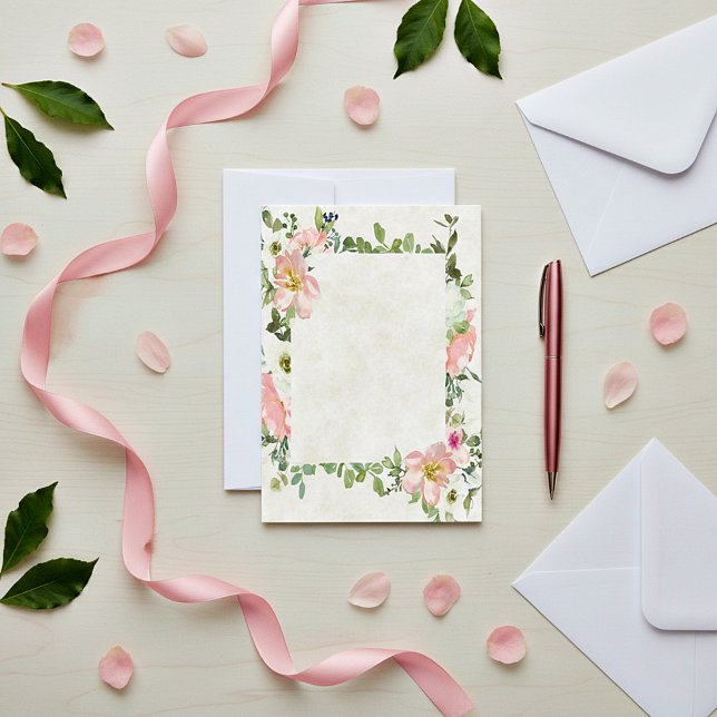 Invitation Budget vierge mariage à cadre fleuri assez rose (Créateur téléchargé)