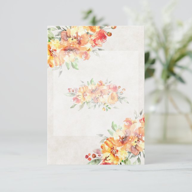 Invitation Budget vierge mariage floral aquarelle gingembre  (Debout devant)