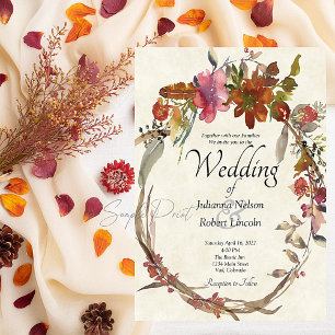 Invitation Budget vierge Mariage floral Boho aquarelle 