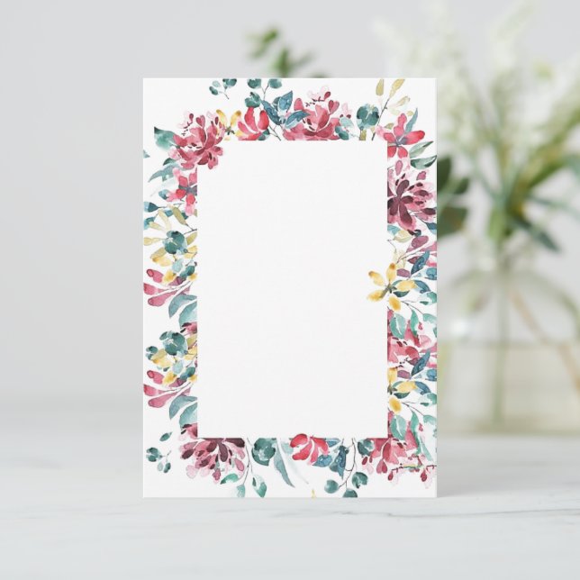 Invitation Budget vierge mariage floral clair (Debout devant)