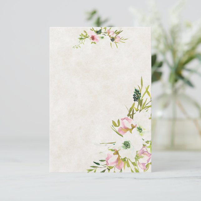 Invitation Budget vierge Mariage floral rose et blanc  (Debout devant)