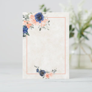 Invitation Budget vierge Pêche et mariage floral bleu Invit