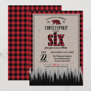 Invitation Buffalo Check Lumberjack Boy 6e anniversaire