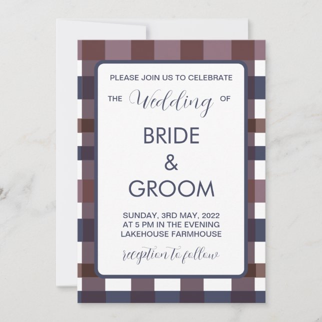 Invitation Buffalo coloré Plaid Pays Lumberjack Mariage (Devant)