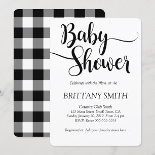 Invitation Buffalo Plaid Baby shower simple