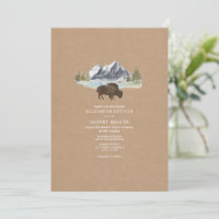Buffalo Watercolor Mountain Cardstock Mariage