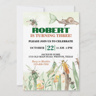 Invitation Bugs mignons et escargots Anniversaire