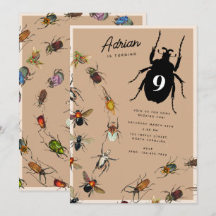 Invitation Bugs Vintages colorés Beetles Anniversaire de enfa