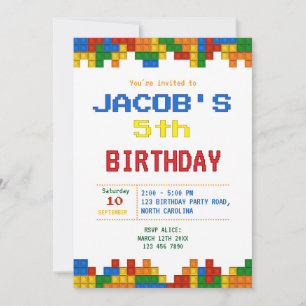 Invitation Building Blocks Boy fête d'anniversaire