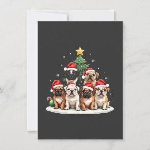 Invitation Bulldog Christmas Tree Santa Hat Puppy Amateurs