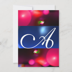 Invitation BULLE DE QUANTUM MONOGRAMME rouge bleu