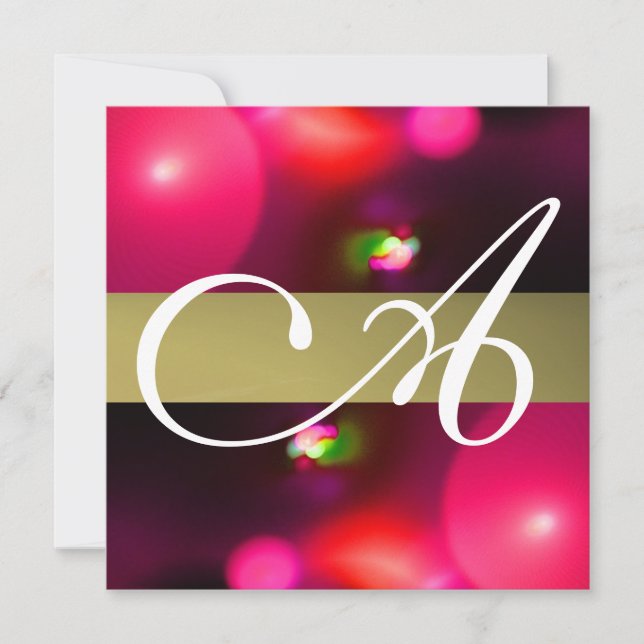 Invitation BULLE DE QUANTUM MONOGRAMME rouge gris (Devant)