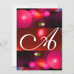 Invitation BULLE DE QUANTUM MONOGRAMME rouge noir rose