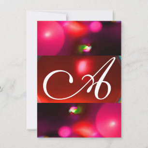 Invitation BULLE DE QUANTUM MONOGRAMME rouge noir rose rsvp
