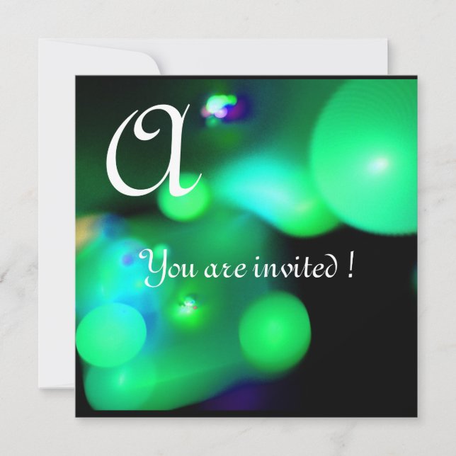 Invitation BULLE DE QUANTUM MONOGRAMME vert noir (Devant)