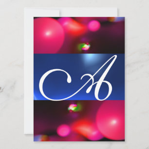 Invitation Bulle quantique monogramme rouge bleu