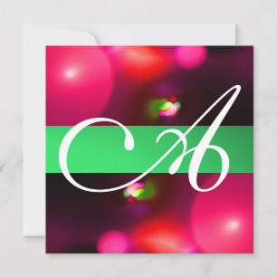 Invitation Bulle quantique monogramme rouge vert