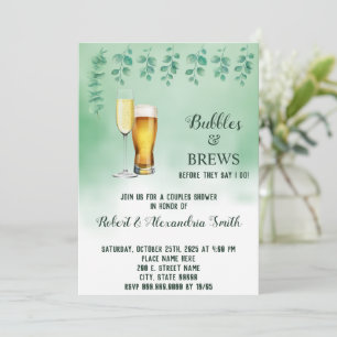 Invitation Bulles & Brevets Couples Wedding shower Eucalyptus