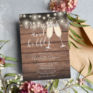 Invitation Bulles de Brunch Texte Mariage Champêtre Bois