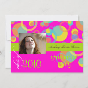 Invitation Bulles de morue fluorescentes/rose chaude/orange/c