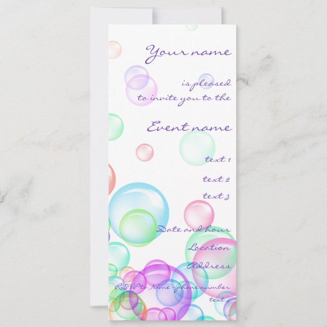 Invitation Bulles de savon (Devant)